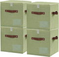 Green Linen Zipper Lidded Storage Cubes