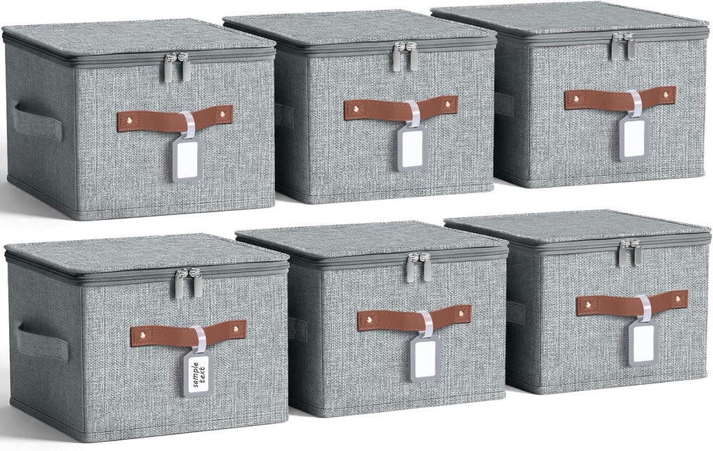 Gray Lidded Foldable Fabric Storage Cubes
