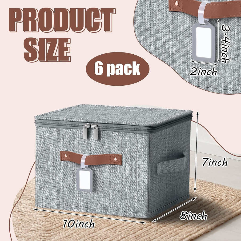Gray Lidded Foldable Fabric Storage Cubes