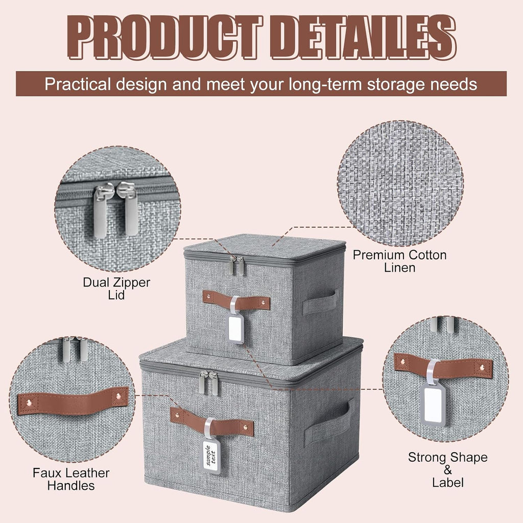 Gray Lidded Foldable Fabric Storage Cubes