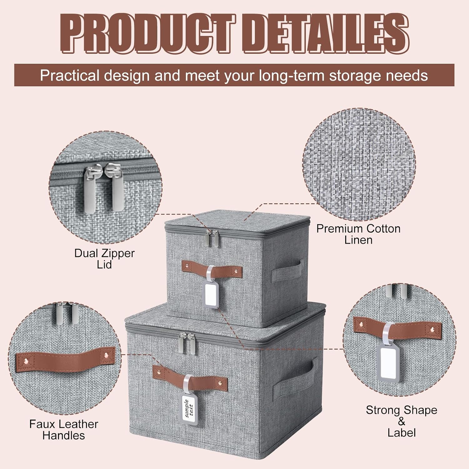 Gray Lidded Foldable Fabric Storage Cubes