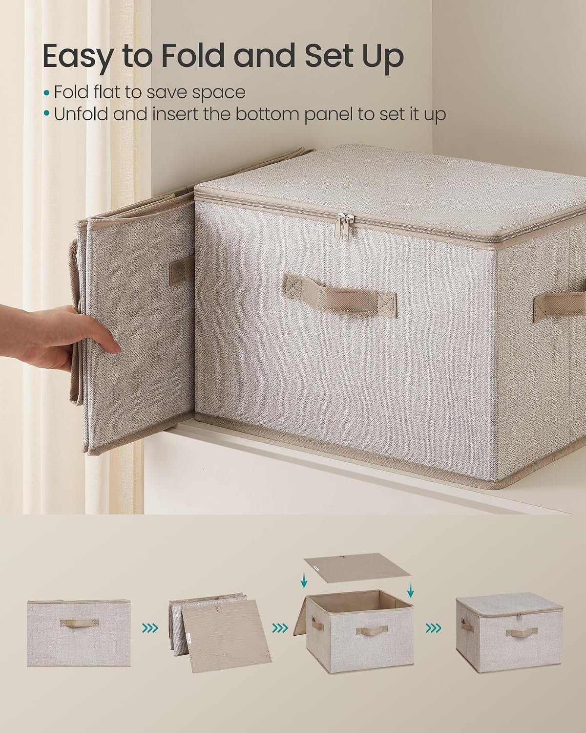 Summer Sand Zipper Fabric Foldable Storage Bins