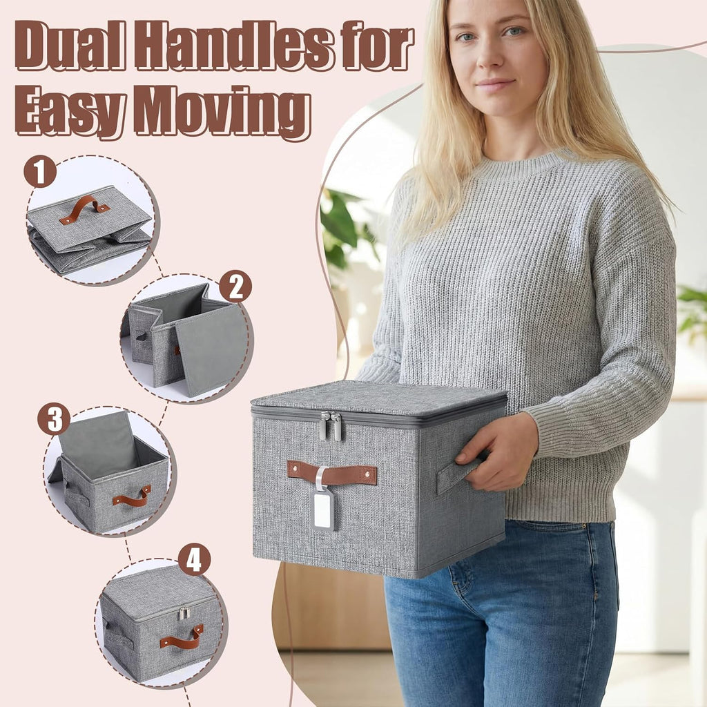 Gray Lidded Foldable Fabric Storage Cubes