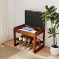 Rubberwood Cushioned Flip Top Shoe Bench