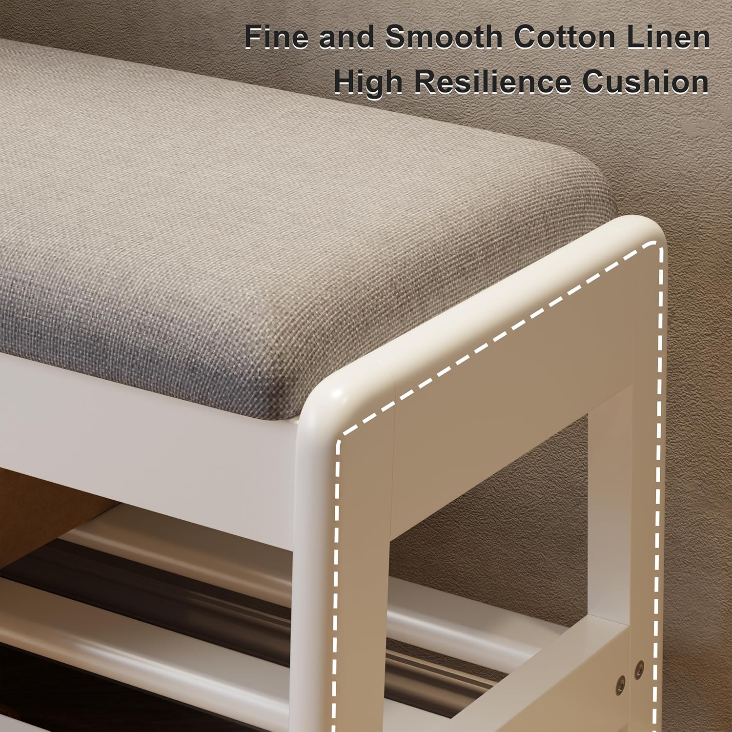 White Upholstered Flip Top Shoe Storage Bench